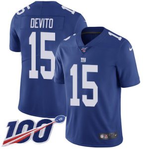 cheap Giants #15 Tommy DeVito Royal Blue Team Color Men's Stitched NFL 100th Season Vapor Untouchable Limited Jersey