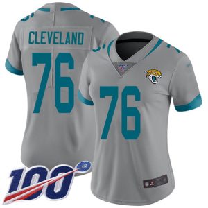 wholesale Jaguars #76 Ezra Cleveland Silver Women's Stitched NFL Limited Inverted Legend 100th Season Jersey