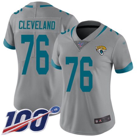 wholesale Jaguars #76 Ezra Cleveland Silver Women's Stitched NFL Limited Inverted Legend 100th Season Jersey