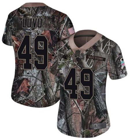 elite Panthers #49 Frankie Luvu Camo Women's Stitched NFL Limited Rush Realtree Jersey