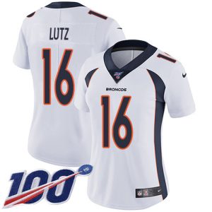 Broncos #16 Wil Lutz White Women's Stitched NFL 100th Season Vapor Untouchable Limited Jersey