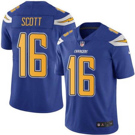 Chargers #16 J.K. Scott Electric Blue Youth Stitched NFL Limited Rush Jersey