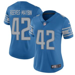 Lions #42 Jalen Reeves-Maybin Blue Team Color Women's Stitched NFL Vapor Untouchable Limited Jersey