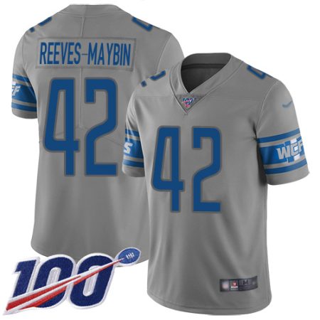 Lions #42 Jalen Reeves-Maybin Gray Youth Stitched NFL Limited Inverted Legend 100th Season Jersey