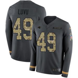 Panthers #49 Frankie Luvu Anthracite Salute to Service Men's Stitched NFL Limited Therma Long Sleeve Jersey