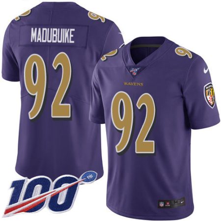 cheap Ravens #92 Justin Madubuike Purple Men's Stitched NFL Limited Rush 100th Season Jersey