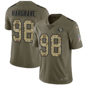 cheap 49ers #98 Javon Hargrave Olive/Camo Men's Stitched NFL Limited 2017 Salute To Service Jersey