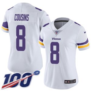 cheap Vikings #8 Kirk Cousins White Women's Stitched NFL 100th Season Vapor Limited Jersey