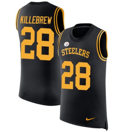 cheap Steelers #28 Miles Killebrew Black Team Color Men's Stitched NFL Limited Rush Tank Top Jersey