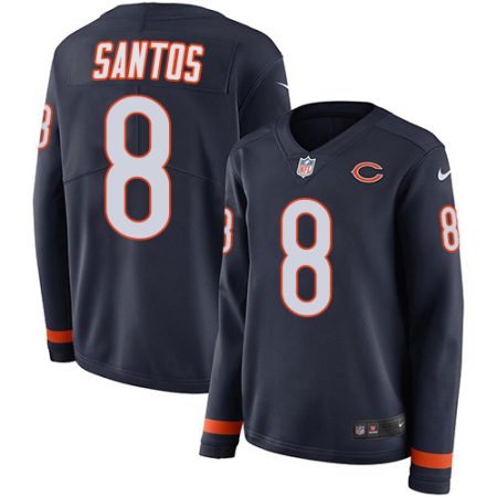 cheap Bears #8 Cairo Santos Navy Blue Team Color Women's Stitched NFL Limited Therma Long Sleeve Jersey