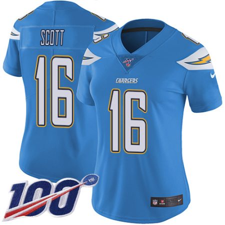 cheap Chargers #16 J.K. Scott Electric Blue Alternate Women's Stitched NFL 100th Season Vapor Untouchable Limited Jersey