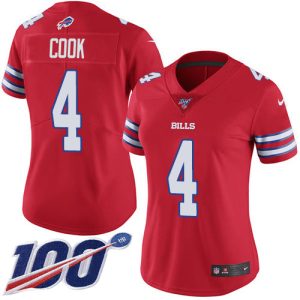 Bills #4 James Cook Red Women's Stitched NFL Limited Rush 100th Season Jersey