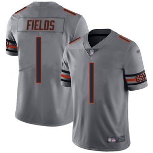 Bears #1 Justin Fields Silver Youth Stitched NFL Limited Inverted Legend Jersey