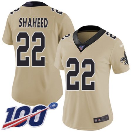 saints #22 rashid shaheed gold women's stitched nfl limited inverted legend 100th season elite jersey