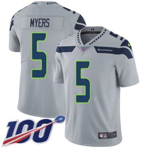 elite Seahawks #5 Jason Myers Grey Alternate Men's Stitched NFL 100th Season Vapor Untouchable Limited Jersey