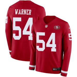 49ers #54 fred warner red team color youth stitched nfl limited therma long sleeve elite jersey