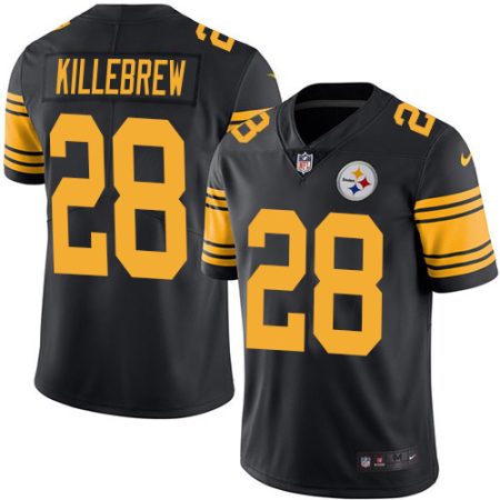 steelers #28 miles killebrew black men's stitched nfl limited rush cheap jersey