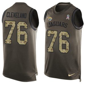 jaguars #76 ezra cleveland green men's stitched nfl limited salute to service tank top wholesale jersey