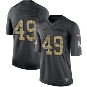 Panthers #49 Frankie Luvu Black Men's Stitched NFL Limited 2016 Salute to Service Jersey