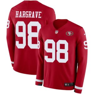 49ers #98 javon hargrave red team color men's stitched nfl limited therma long sleeve elite jersey