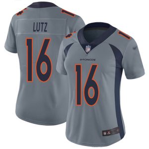 elite Broncos #16 Wil Lutz Gray Women's Stitched NFL Limited Inverted Legend Jersey