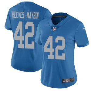 lions #42 jalen reeves-maybin blue throwback women's stitched nfl vapor untouchable limited elite jersey