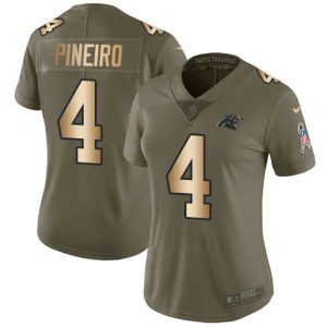 cheap Panthers #4 Eddy Pineiro Olive/Gold Women's Stitched NFL Limited 2017 Salute To Service Jersey