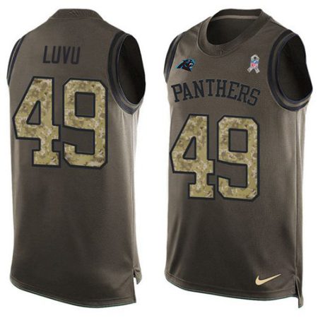 wholesale Panthers #49 Frankie Luvu Green Men's Stitched NFL Limited Salute To Service Tank Top Jersey