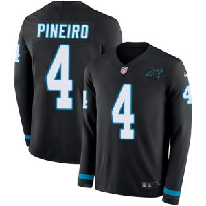 elite Panthers #4 Eddy Pineiro Black Team Color Youth Stitched NFL Limited Therma Long Sleeve Jersey