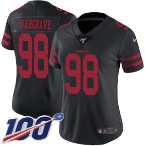 49ers #98 Javon Hargrave Black Alternate Women's Stitched NFL 100th Season Vapor Limited Jersey