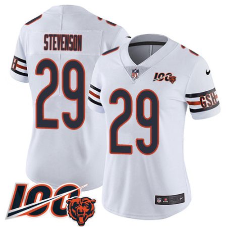 bears #29 tyrique stevenson white women's stitched nfl 100th season vapor limited wholesale jersey