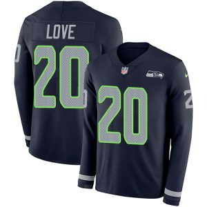 Seahawks #20 Julian Love Steel Blue Team Color Men's Stitched NFL Limited Therma Long Sleeve Jersey