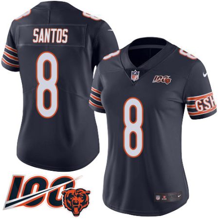 bears #8 cairo santos navy blue team color women's stitched nfl 100th season vapor untouchable limited cheap jersey