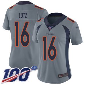 Broncos #16 Wil Lutz Gray Women's Stitched NFL Limited Inverted Legend 100th Season Jersey