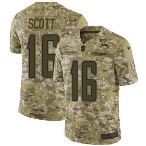 Chargers #16 J.K. Scott Camo Youth Stitched NFL Limited 2018 Salute To Service Jersey