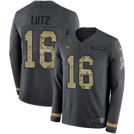 cheap Broncos #16 Wil Lutz Anthracite Salute to Service Youth Stitched NFL Limited Therma Long Sleeve Jersey