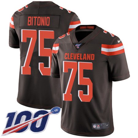 browns #75 joel bitonio brown team color men's stitched nfl 100th season vapor untouchable limited wholesale jersey