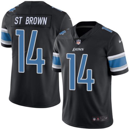 Lions #14 Amon-Ra St. Brown Black Youth Stitched NFL Limited Rush Jersey