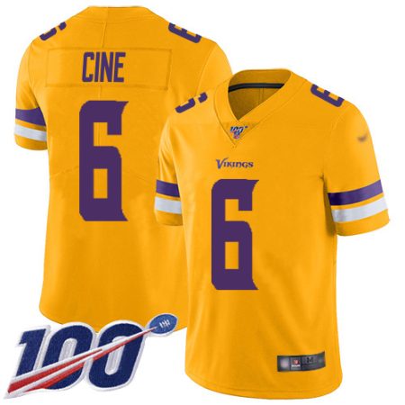 vikings #6 lewis cine gold men's stitched nfl limited inverted legend 100th season wholesale jersey