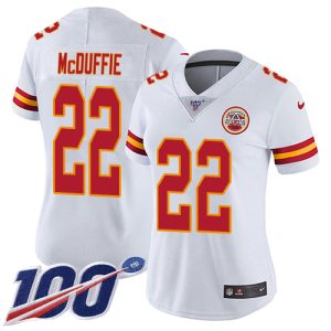 elite Chiefs #22 Trent McDuffie White Women's Stitched NFL 100th Season Vapor Limited Jersey