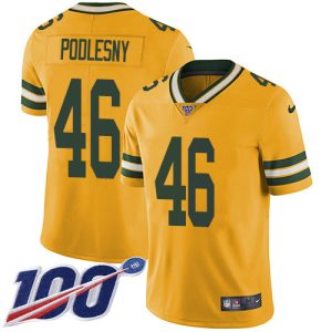 Packers #46 Jack Podlesny Yellow Youth Stitched NFL Limited Rush 100th Season Jersey