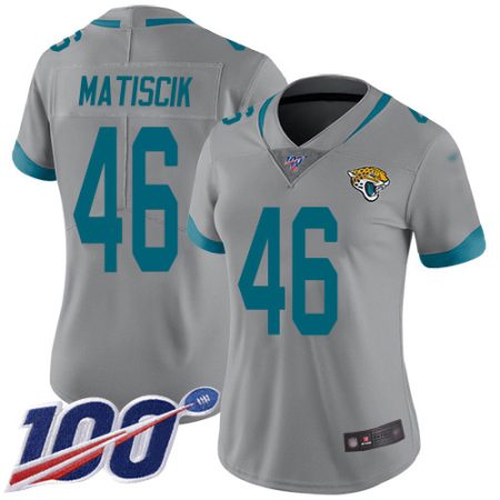 cheap Jaguars #46 Ross Matiscik Silver Women's Stitched NFL Limited Inverted Legend 100th Season Jersey