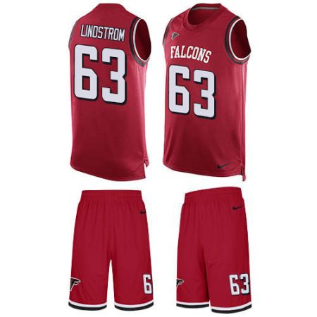 Falcons #63 Chris Lindstrom Red Team Color Men's Stitched NFL Limited Tank Top Suit Jersey