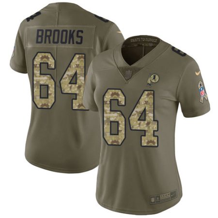 commanders #64 mason brooks olive/camo women's stitched nfl limited 2017 salute to service cheap jersey