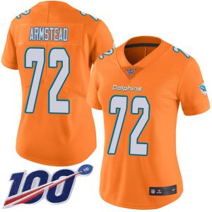 Dolphins #72 Terron Armstead Orangen Women's Stitched NFL Limited Rush 100th Season Jersey