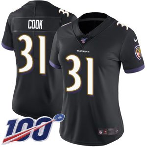 cheap Ravens #31 Dalvin Cook Black Alternate Women's Stitched NFL 100th Season Vapor Untouchable Limited Jersey