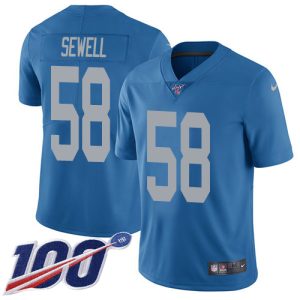 Lions #58 Penei Sewell Blue Throwback Youth Stitched NFL 100th Season Vapor Untouchable Limited Jersey