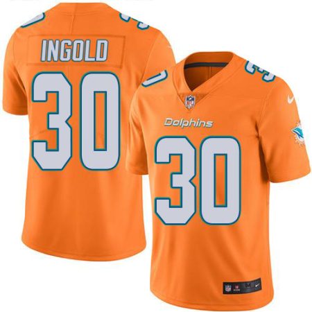 Dolphins #30 Alec Ingold Orange Men's Stitched NFL Limited Rush Jersey