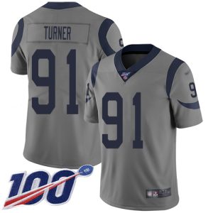 elite Rams #91 Kobie Turner Gray Youth Stitched NFL Limited Inverted Legend 100th Season Jersey