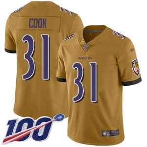 cheap Ravens #31 Dalvin Cook Gold Men's Stitched NFL Limited Inverted Legend 100th Season Jersey